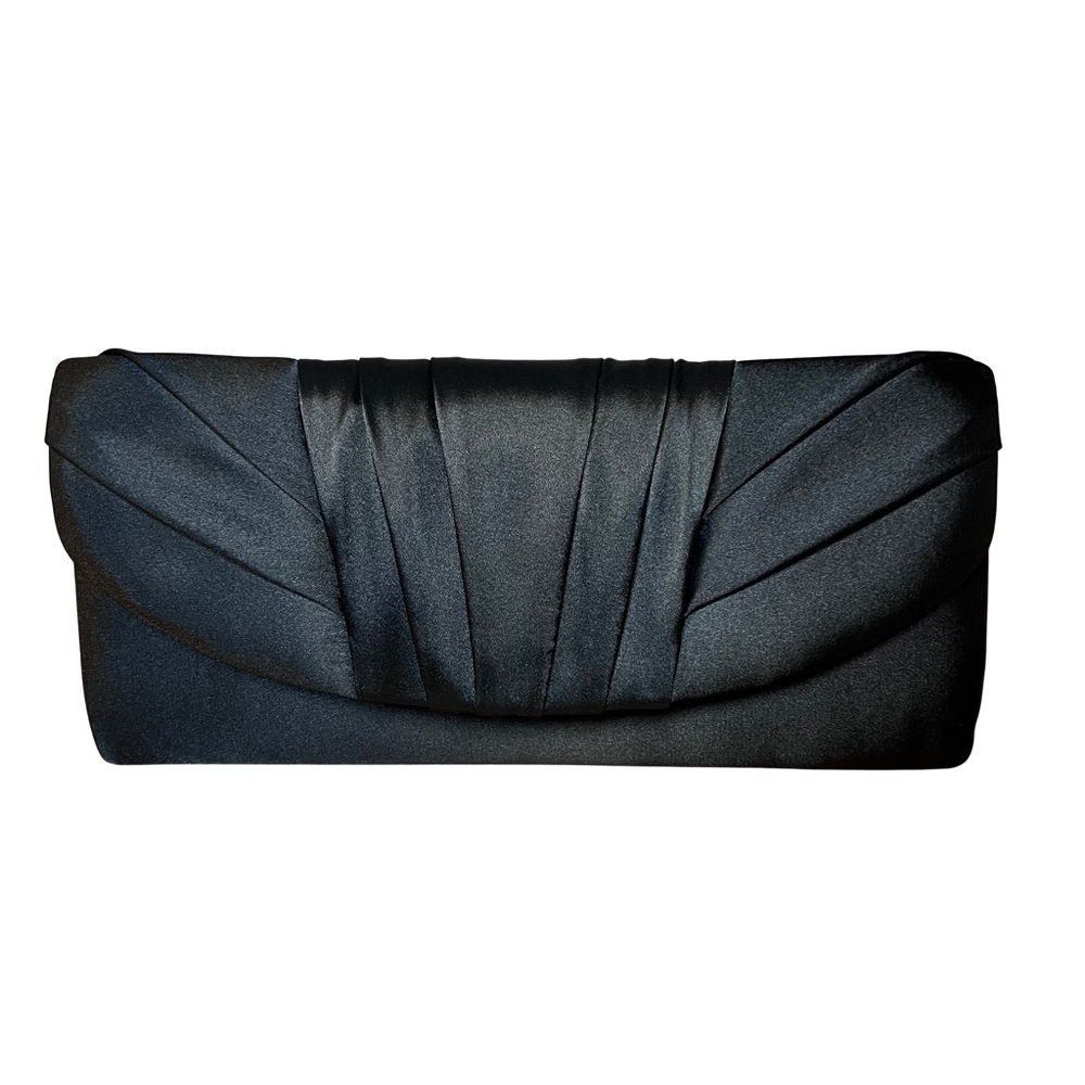 Jessica McClintock Angel Satin Tuxedo Flap Evening Clutch Shoulder Bag